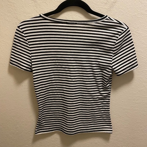 Free People Intimately Black & White Striped T-Shirt Size Small - Picture 6 of 6